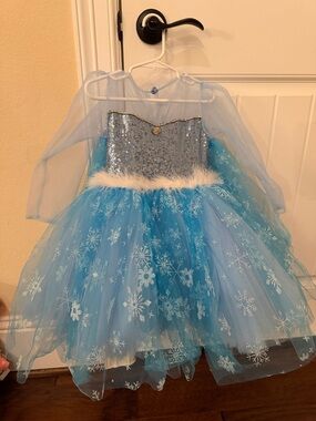 Girls Blue Sequin Snowflake Princess Costume Dress